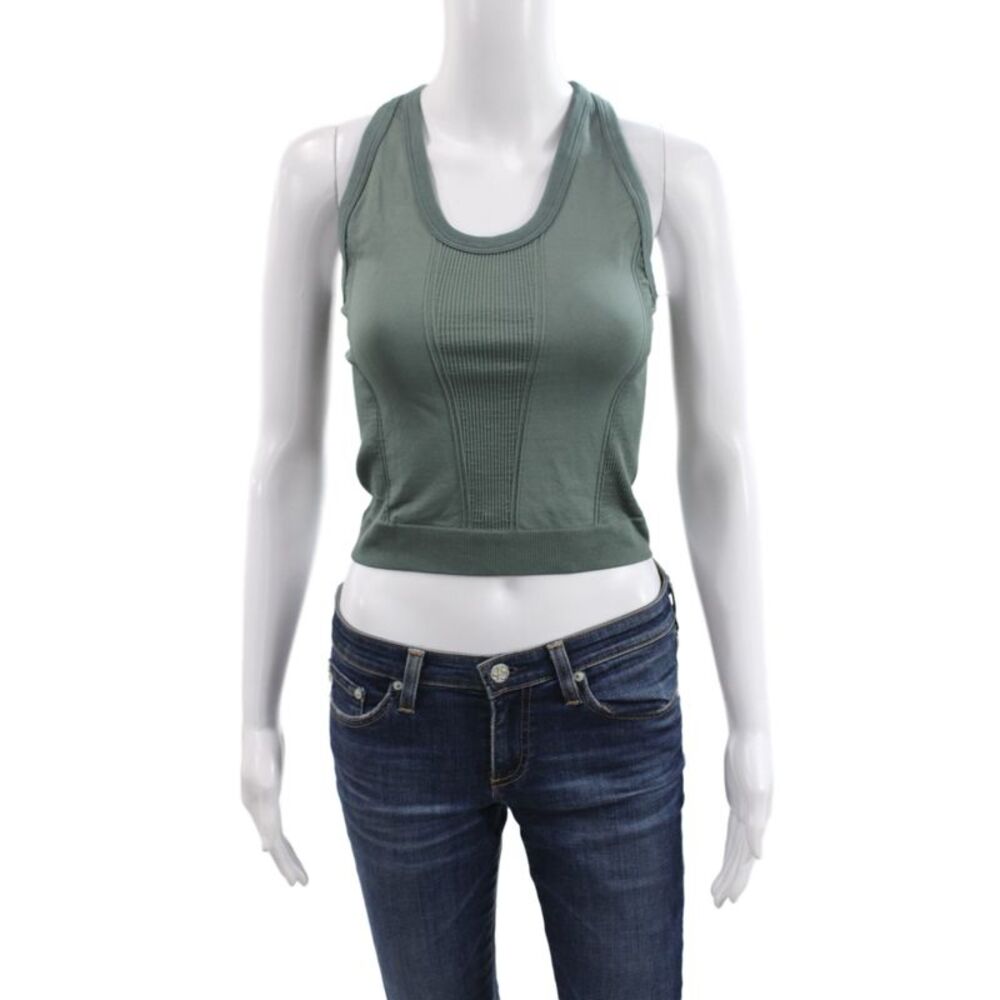 Alaia Women Sleeveless Scoop Neck Basic Tank Green Size M